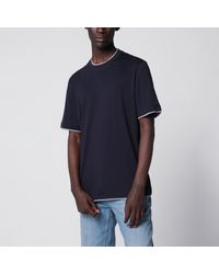 Brunello Cucinelli - Crew-Neck Cotton Jersey T-Shirt With Faux Layering, Cobalt - Lyst