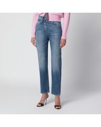 Versace - High-Waisted Straight-Leg Cotton Jeans - Lyst