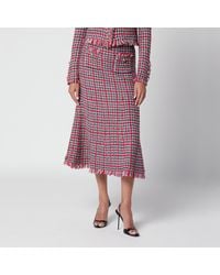 Self-Portrait - Checked Midi Skirt - Lyst
