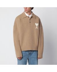Ami Paris - Ami De Coeur Alpaca-Blend Polo Sweater - Lyst