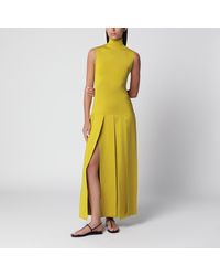 Alaïa - Lime Pleated Knit Maxi Dress - Lyst