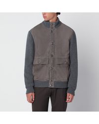 Brunello Cucinelli - Steel Padded Leather And Cashmere Jacket - Lyst