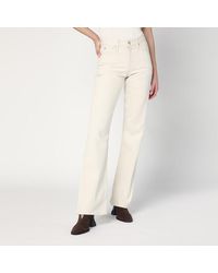 Calvin Klein - Relaxed Flared Beige Jeans In Linen Blend - Lyst