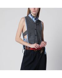 Miu Miu - Slate Cashmere Vest Cardigan - Lyst