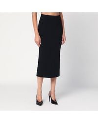 Givenchy - Black Midi Skirt With Pleats On The Back - Lyst