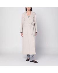 Max Mara - Elfenbeinfarbener Mantel Im Bademantelstil Aus Wolle - Lyst