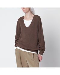 The Row - Phef Fudge Cotton And Cashmere V-Neck Sweater - Lyst