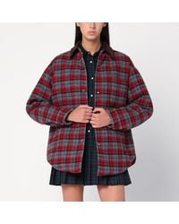 Miu Miu - Shirt-Style Down Jacket With Slate/ Check Pattern - Lyst