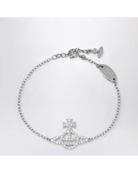 Vivienne Westwood - Platinum Orb Logo Bracelet With Crystals - Lyst