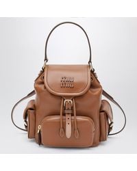 Miu Miu - Cognac Calfskin Backpack - Lyst