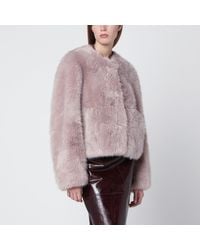 Stand Studio - Short Crewneck Faux-Fur Jacket - Lyst