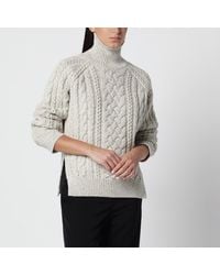 TOTEME - Ecru Cable-Knit Wool Turtleneck - Lyst