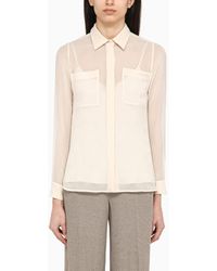 Max Mara - Ivory White Shirt In Silk Georgette - Lyst