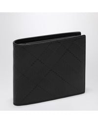 Burberry - Portefeuille Bi-Fold Noir En Cuir Check - Lyst
