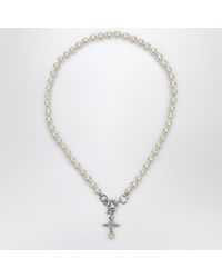 Vivienne Westwood - Aleksa Pearl Necklace With Platinum Finish - Lyst