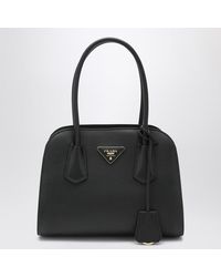 Prada - Mittlere Shopping-Bag Aus Schwarzem Leder - Lyst