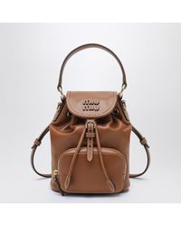 Miu Miu - Small Cognac Leather Backpack - Lyst