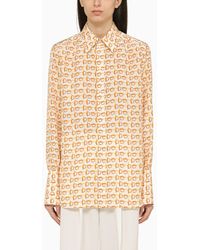 Burberry - White Shirt With Gold Silk Motif - Lyst