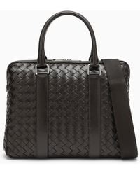 Bottega Veneta - Kleine Braune Business-Tasche Mit Flechtmuster - Lyst