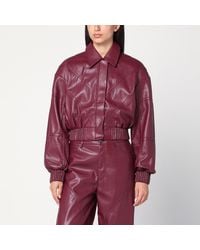 ROTATE BIRGER CHRISTENSEN - Bordeaux Faux Leather Bomber Jacket - Lyst