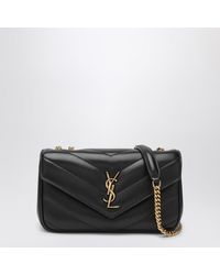 Saint Laurent - Kleine Loulou-Tasche Aus Schwarzem Leder - Lyst