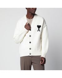 Ami Paris - Cardigan Ami De Coeur Blanc En Laine - Lyst
