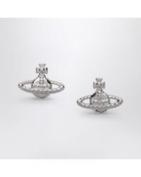 Vivienne Westwood - Platinum Orb Logo Earrings - Lyst