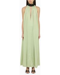 Ferragamo - Long Dress With Contrasting Collar - Lyst