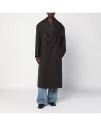 Ami Paris - Anthracite Double-Breasted Wool Coat - Lyst