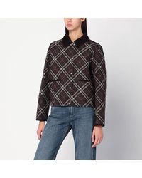 Burberry - Cropped Quilted Nylon Jacket With Check Pattern - Lyst