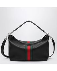 Gucci - Grained Leather Bag With Web Detail - Lyst