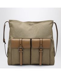 Prada - Khaki Route Canvas And Leather Crossbody Bag - Lyst