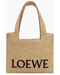 Loewe - Borsa font grande naturale in raffia - Lyst