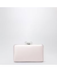 Self-Portrait - Satin Clutch With Crystal Bow - Lyst