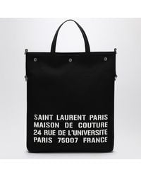 Saint Laurent - North/south Tote Bag In Black Canvas - Lyst