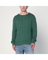 Polo Ralph Lauren - Grüner Zopfpullover Aus Baumwolle - Lyst