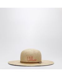 Chloé - Raffia Hat With Embroidered Logo - Lyst