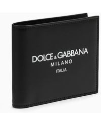 Dolce & Gabbana - Portafoglio bi-fold in pelle con logo - Lyst