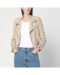 S.w.o.r.d 6.6.44 - Giacca biker beige in pelle scamosciata - Lyst