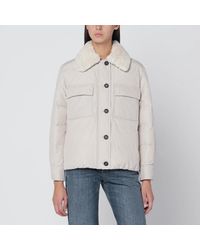 Brunello Cucinelli - Light Jacket With Fur Collar - Lyst