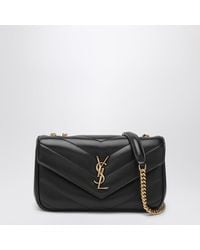 Saint Laurent - Borsa loulou piccola nera in pelle - Lyst