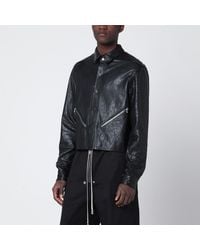 Rick Owens - Cropped Leather Jacket With Zip - Lyst