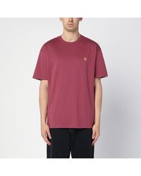 Carhartt - S/s chase t-shirt dusty fuchsia/gold in cotone - Lyst