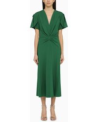 Victoria Beckham - Emerald Midi Dress In Wool Blend - Lyst