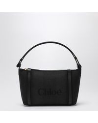 Chloé - Borsa carry a righe nera in tela - Lyst