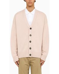 Ami Paris - Cardigan in lana e cashmere rosa cipria - Lyst