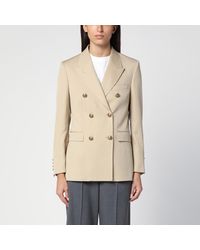 Golden Goose - Sand-coloured Double-breasted Jacket In Wool - Lyst