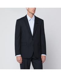 Lardini - Veste Droite Bleue En Laine Mélangée - Lyst