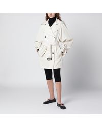 TOTEME - Ivory Double-Breasted Cotton Trench Coat - Lyst