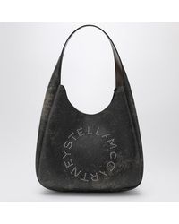 Stella McCartney - Borsa hobo grande effetto invecchiato con logo - Lyst